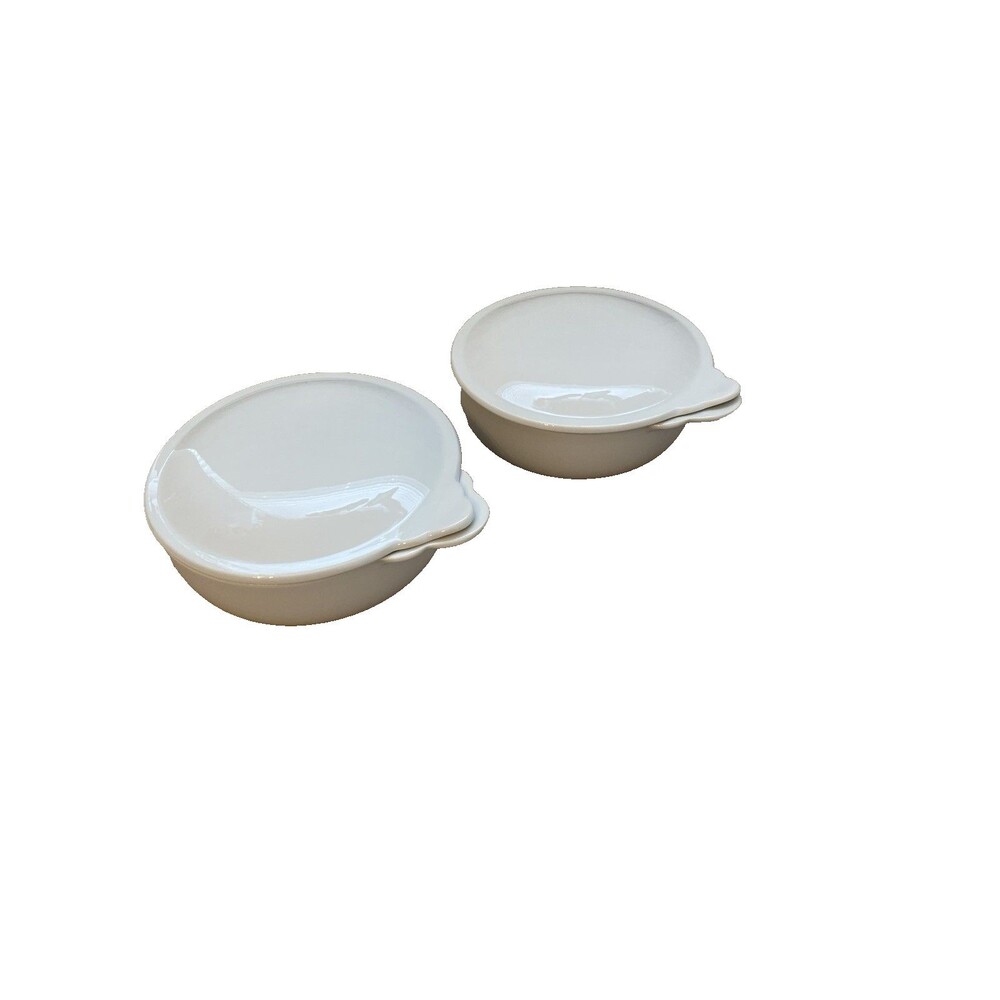 VTG Fairwinds White Individual Soup Server 2 Bowls with Lids